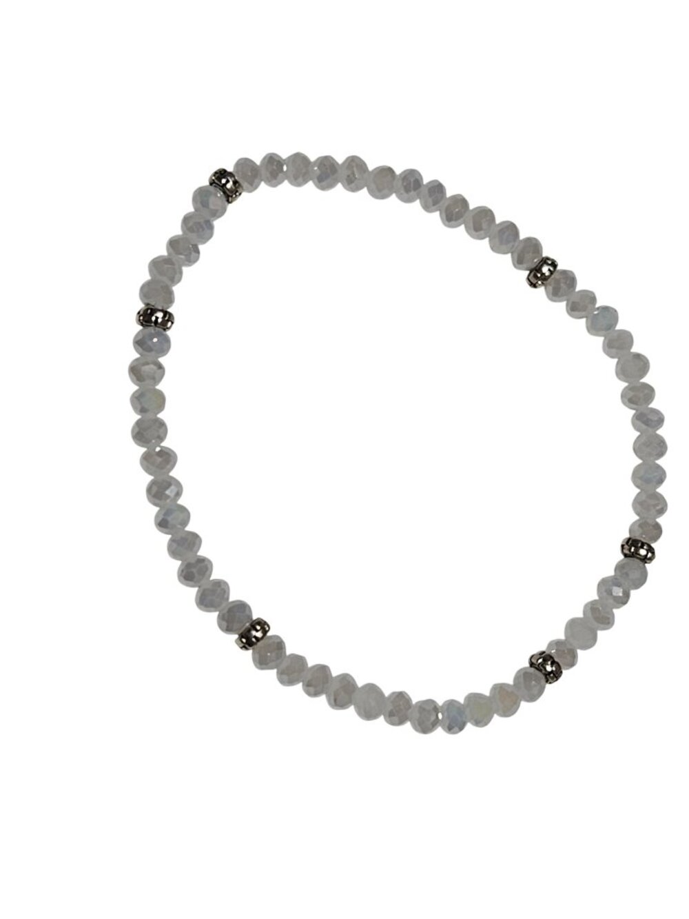 Retro Beaded Stretch Bracelet White Silver Beads Boho Natural Fashion Jewelry